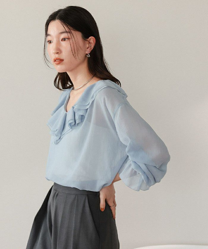 ラッフルフリルシアーブラウス | titivate