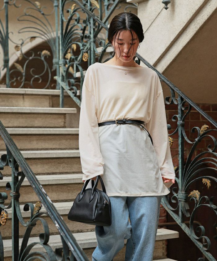 かるあ シアーベロアオーバーサイズロングTシャツ | titivate