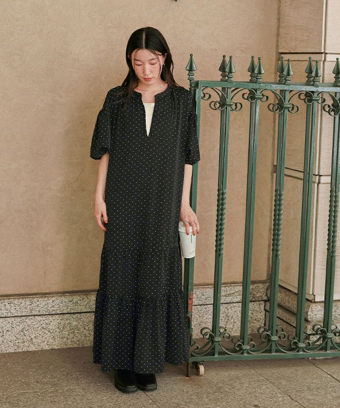美品✨ジャーナルスタンダード スキッパー ティアードワンピース　黒　フリーサイズ JOURNAL STANDARD（ジャーナルスタンダード）の「スキッパー