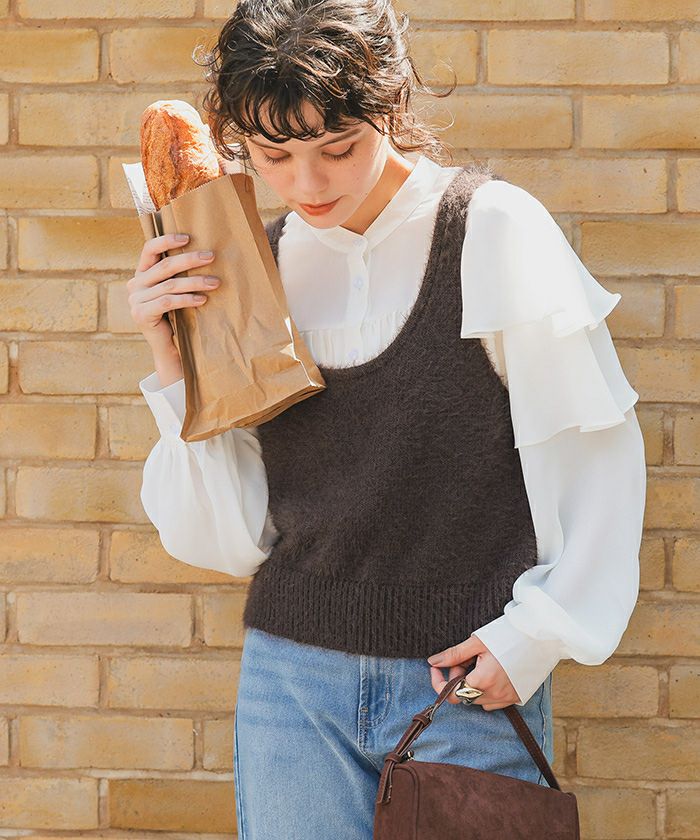 前後2wayリボンデザインシャギーニットビスチェ【メール便可／100