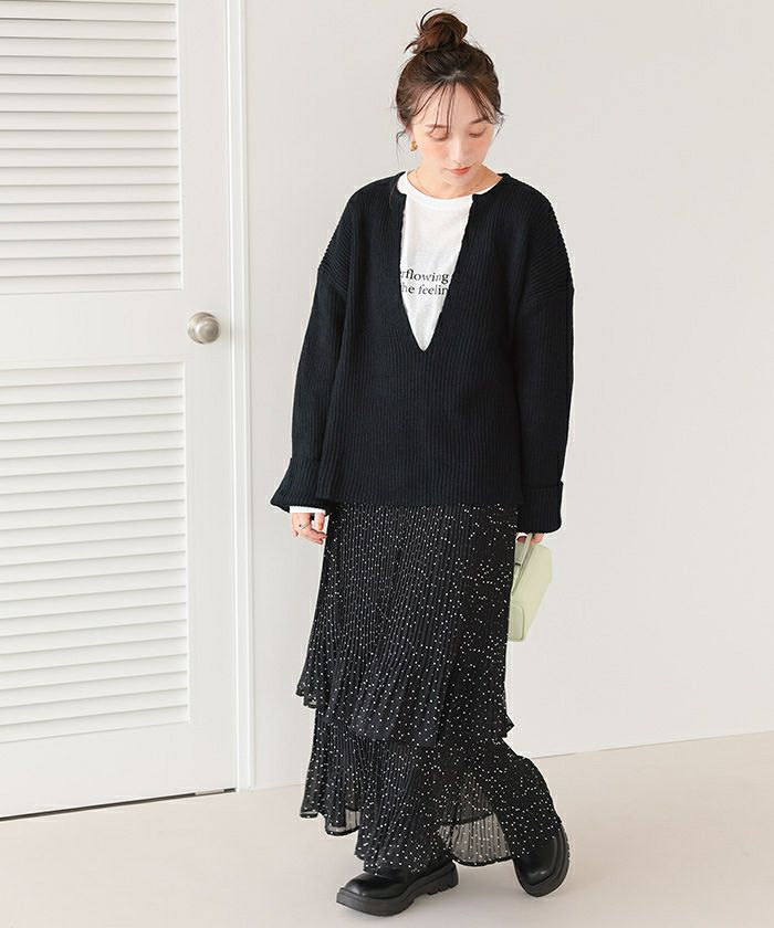 深Vネックニットプルオーバー | titivate