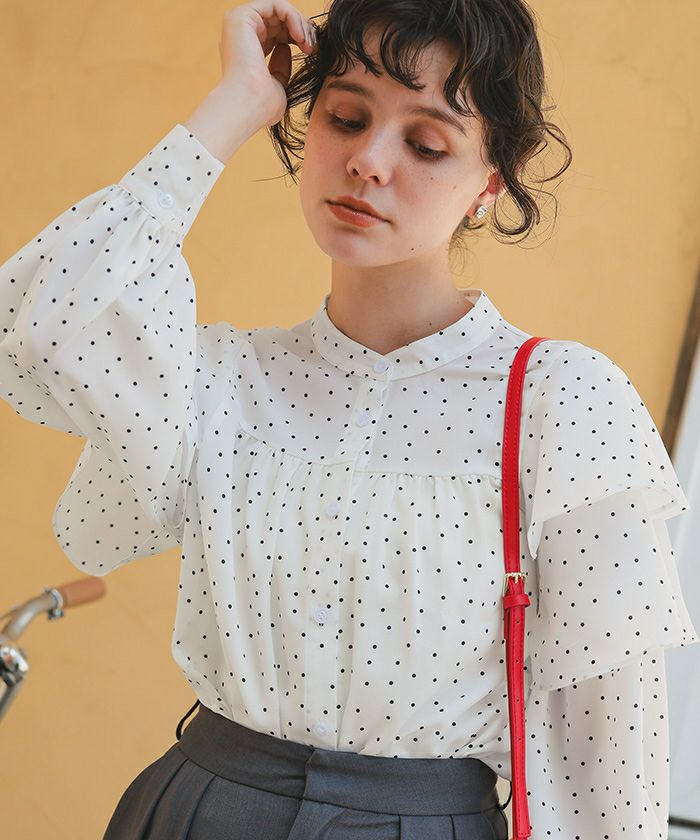 スリーブフレアデザインギャザーブラウス | titivate