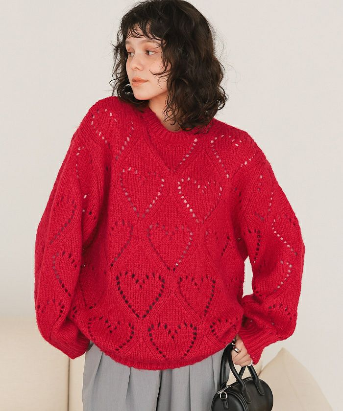 クラフトヒロ◆ モヘヤニットカーディガン マルチカラー ハニカム柄 透かし柄 クラフトヒロ◇ モヘヤニットカーディガン マルチカラー ハニカム柄