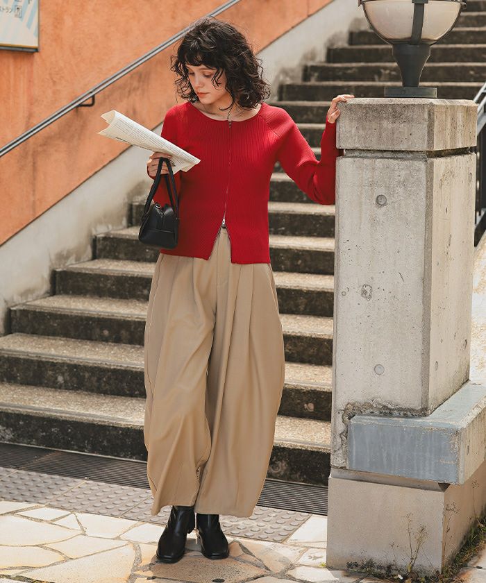 前後2wayダブルジップニットプルオーバー | titivate