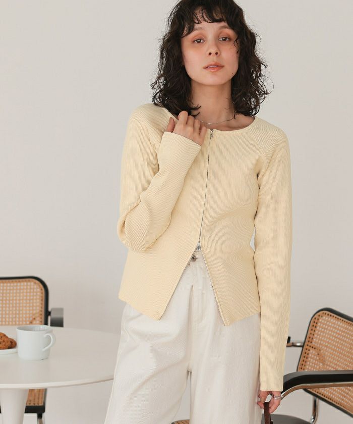 前後2wayダブルジップニットプルオーバー | titivate