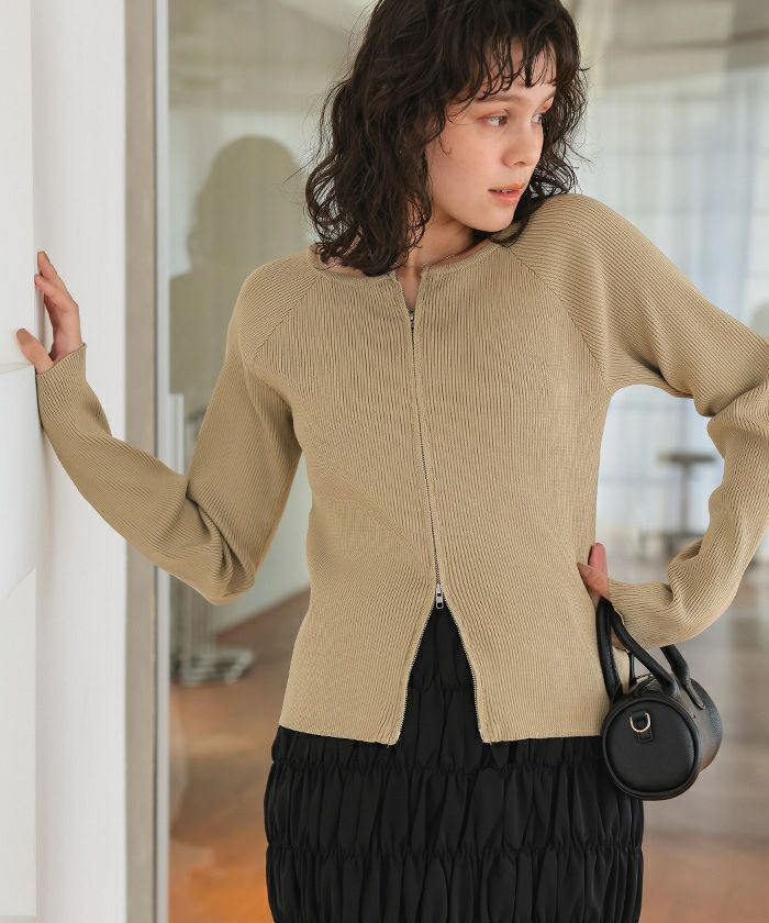 前後2wayダブルジップニットプルオーバー | titivate