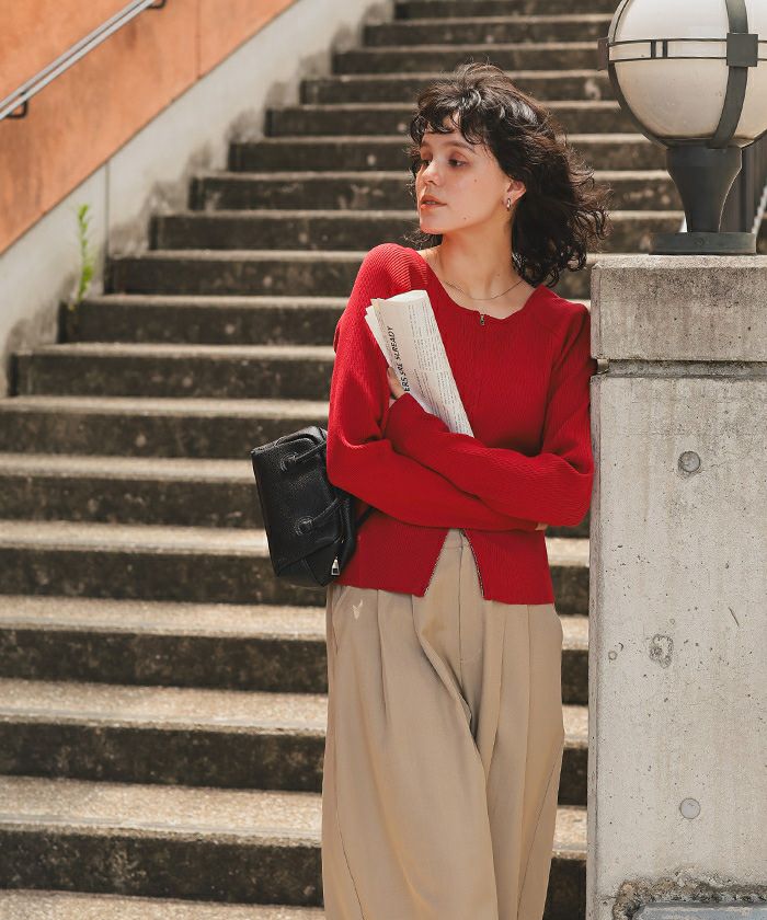 前後2wayダブルジップニットプルオーバー | titivate