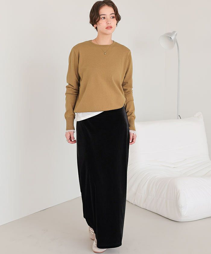 なめらか手触りカシミヤタッチクルーネックニット | titivate