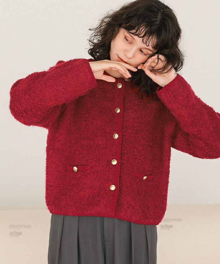 GOLDEN  ニットカーディガン プチループゴールド釦ニットカーディガン | titivate