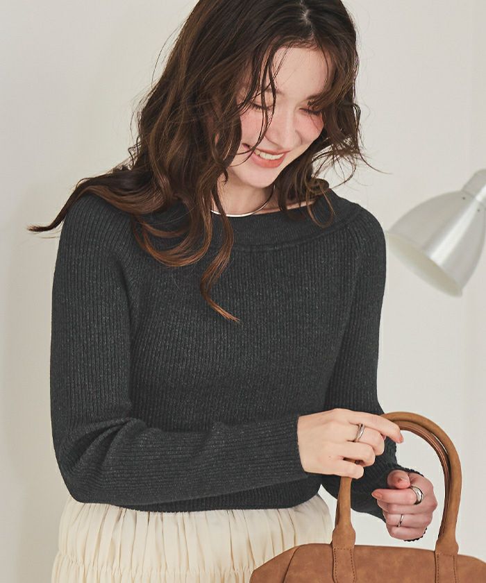 ウォッシャブルボートネックニット | titivate