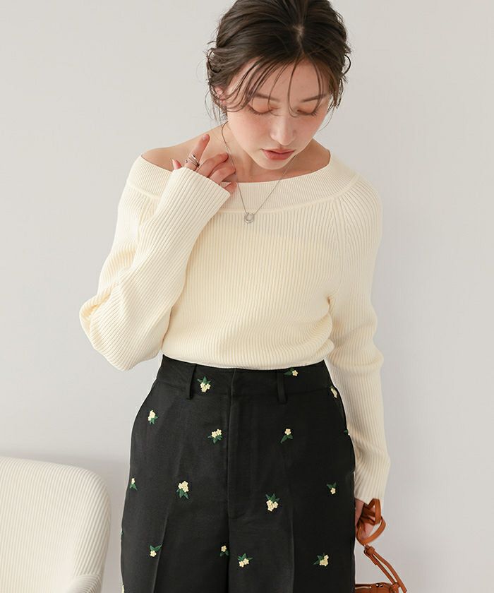 ウォッシャブルボートネックニット | titivate