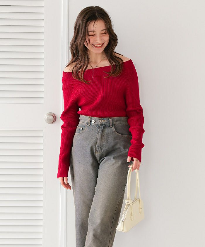 ウォッシャブルボートネックニット | titivate