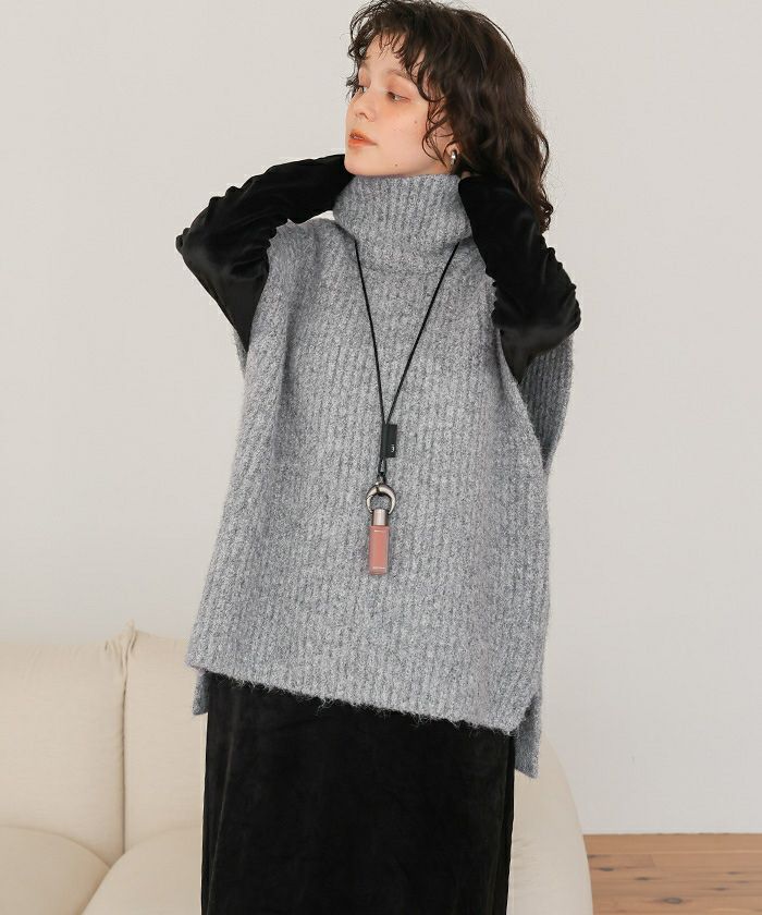ハイネックルーズニットベスト | titivate