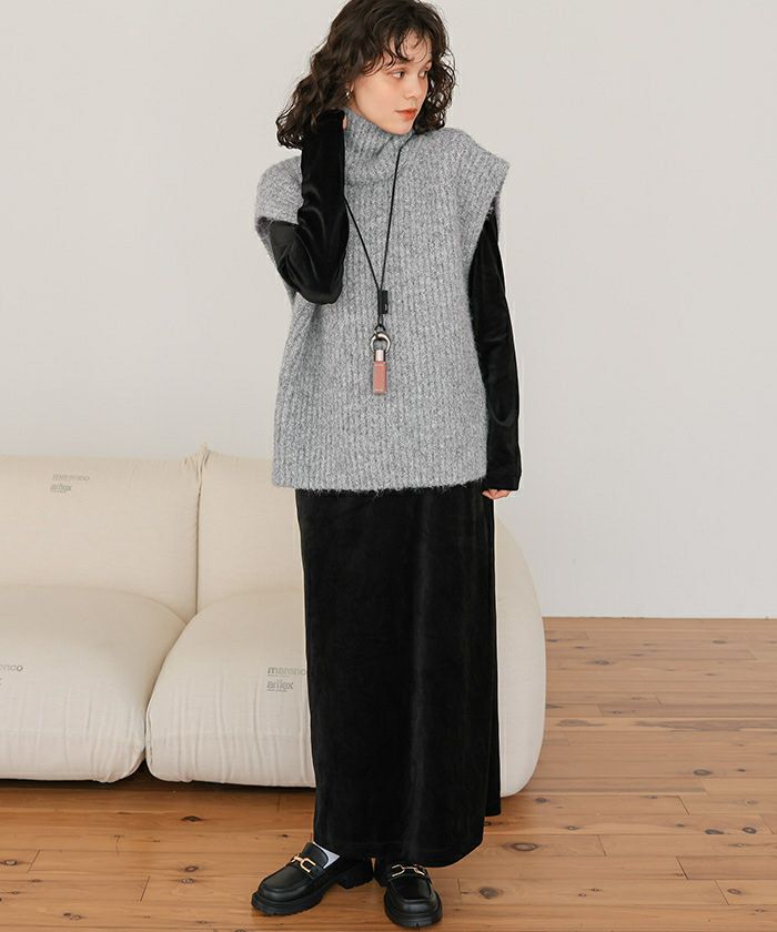 ハイネックルーズニットベスト | titivate