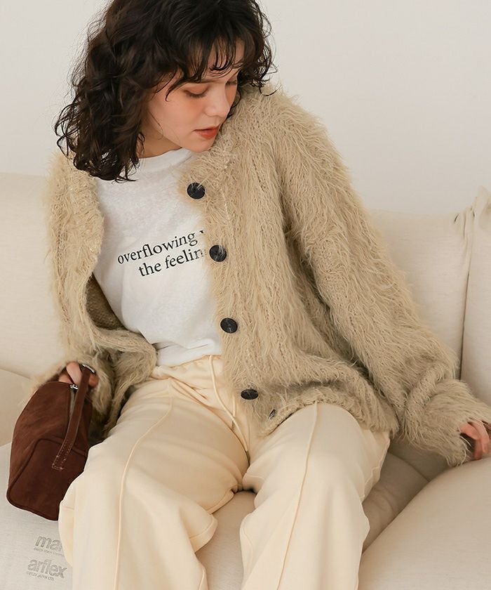 ふわふわ毛ガキニットカーディガン | titivate