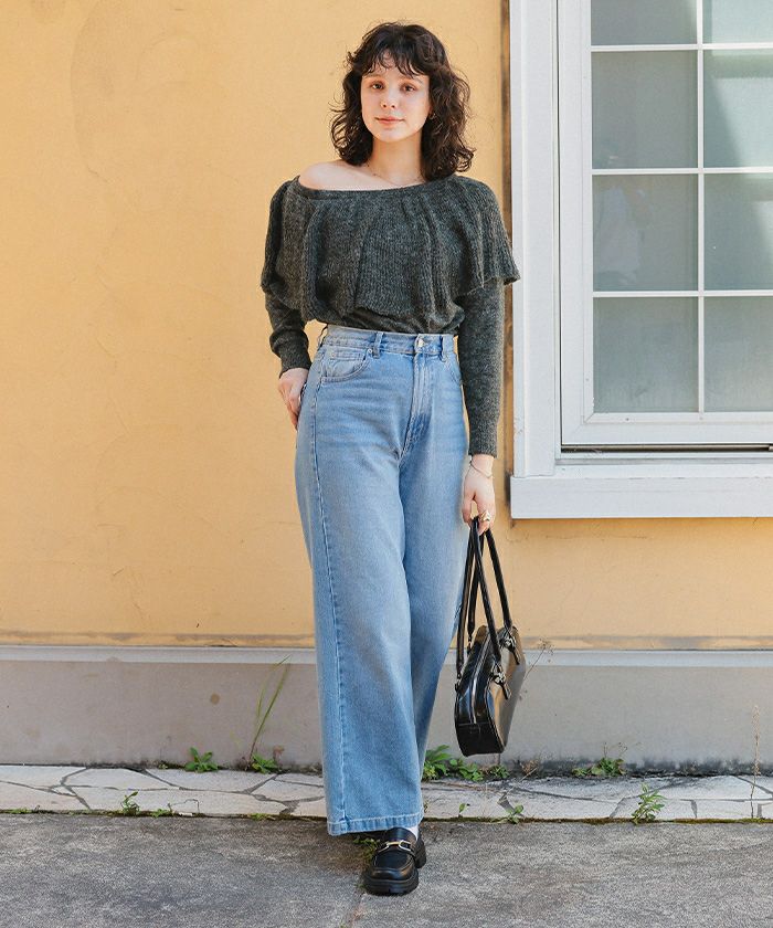 ウールブレンドマルチwayフリルニットトップス | titivate