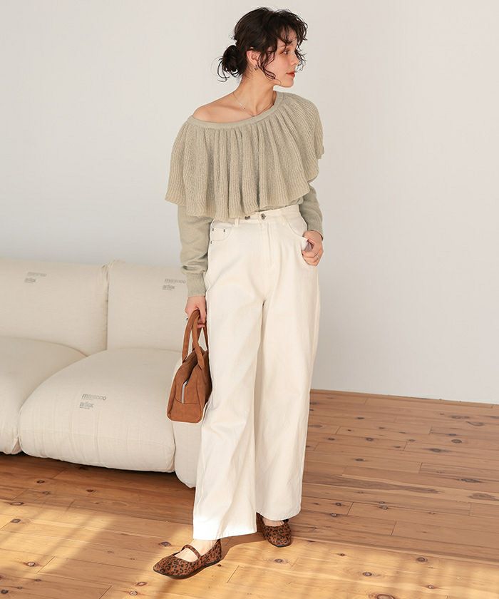 ウールブレンドマルチwayフリルニットトップス | titivate