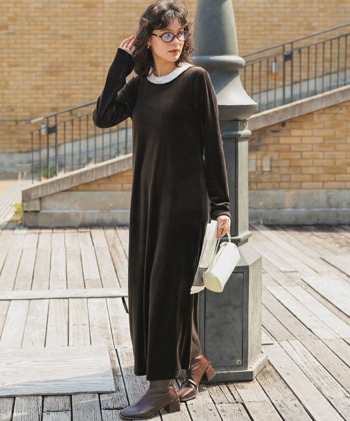 ベロアロングスリーブワンピース | titivate