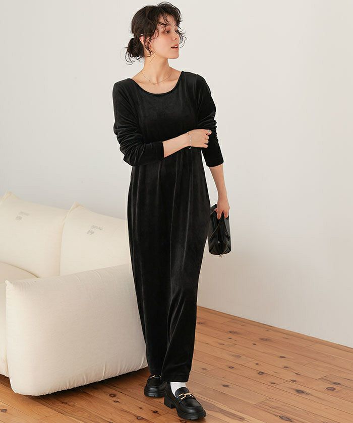 ベロアロングスリーブワンピース | titivate