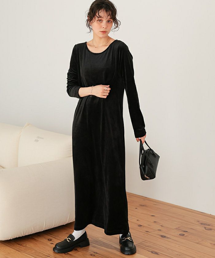 ベロアロングスリーブワンピース | titivate