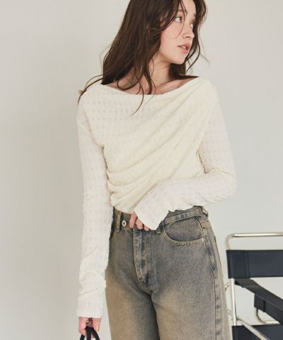 ドレープデザインロングスリーブトップス | titivate