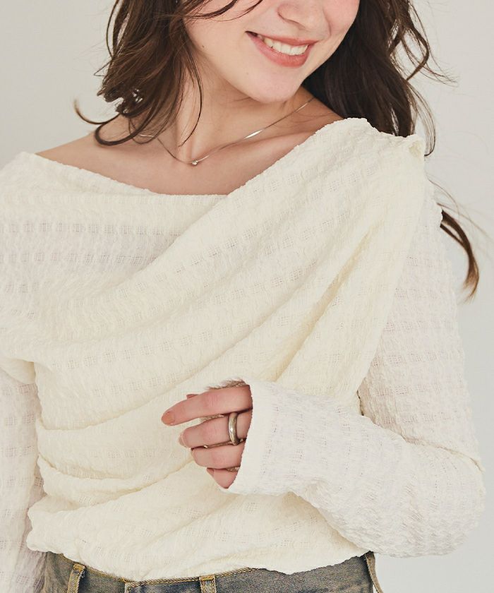 ドレープデザインロングスリーブトップス | titivate