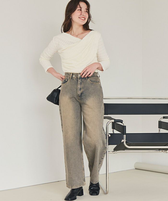 ドレープデザインロングスリーブトップス | titivate