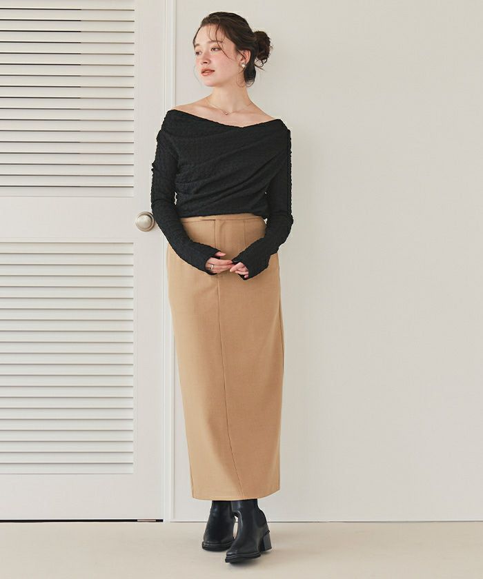 ドレープデザインロングスリーブトップス | titivate