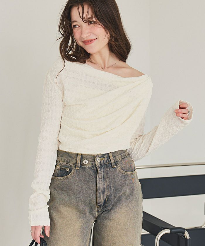 ドレープデザインロングスリーブトップス | titivate