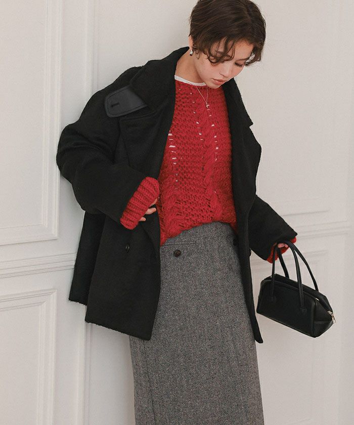 ハンドライクボートネックケーブルニット | titivate