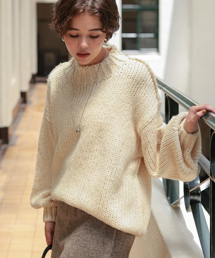 ハンドライクオーバーサイズローゲージニット | titivate