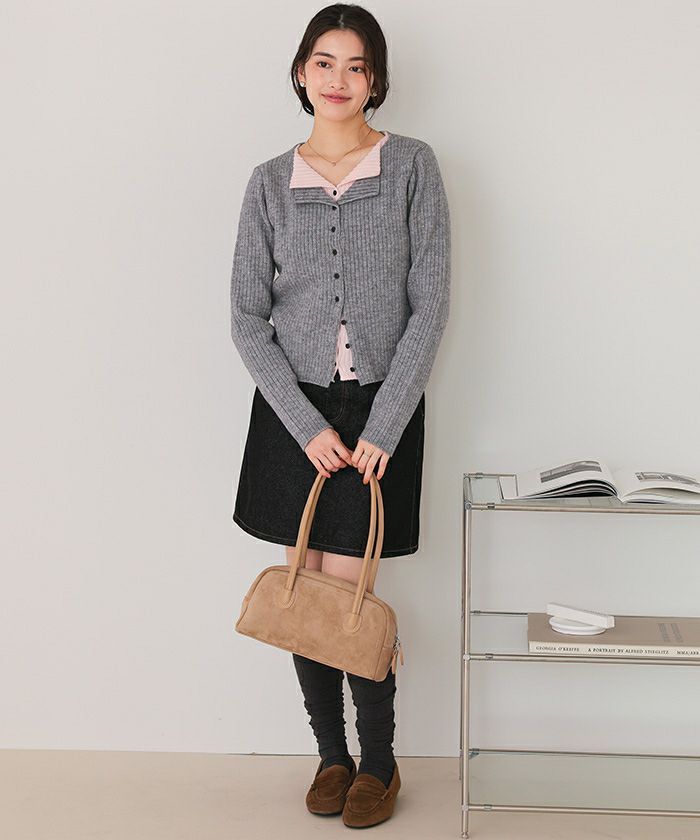 レイヤード風リブニットトップス | titivate