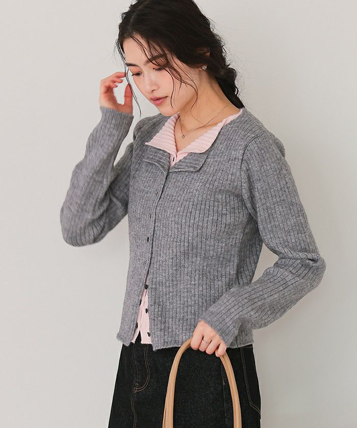 レイヤード風リブニットトップス | titivate