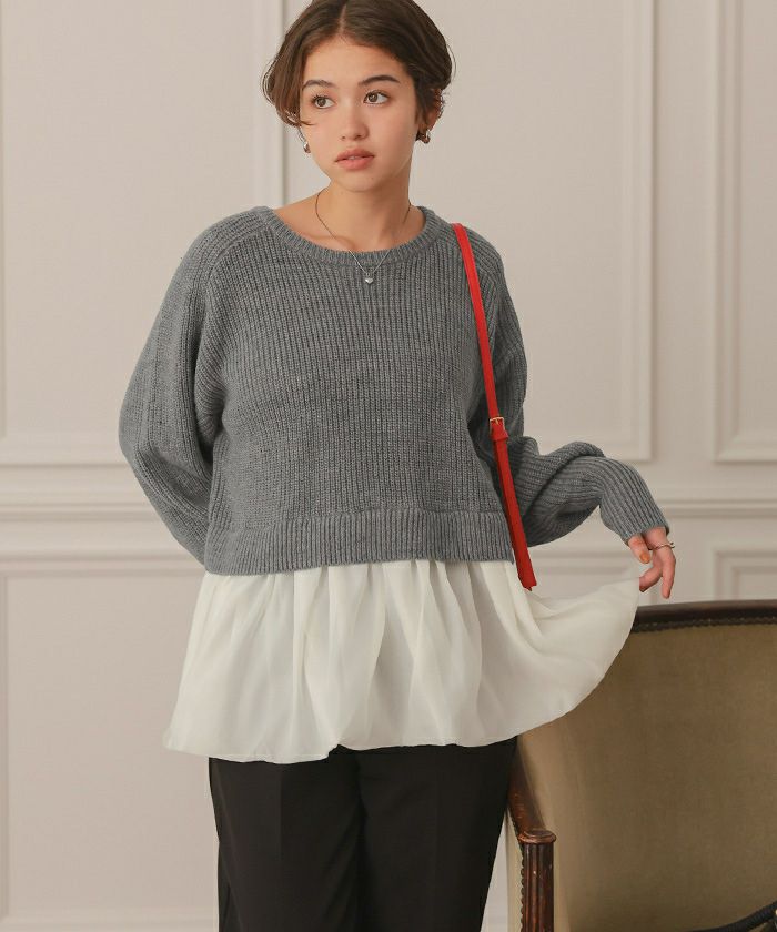 シアーペプラムドッキングニットプルオーバー | titivate