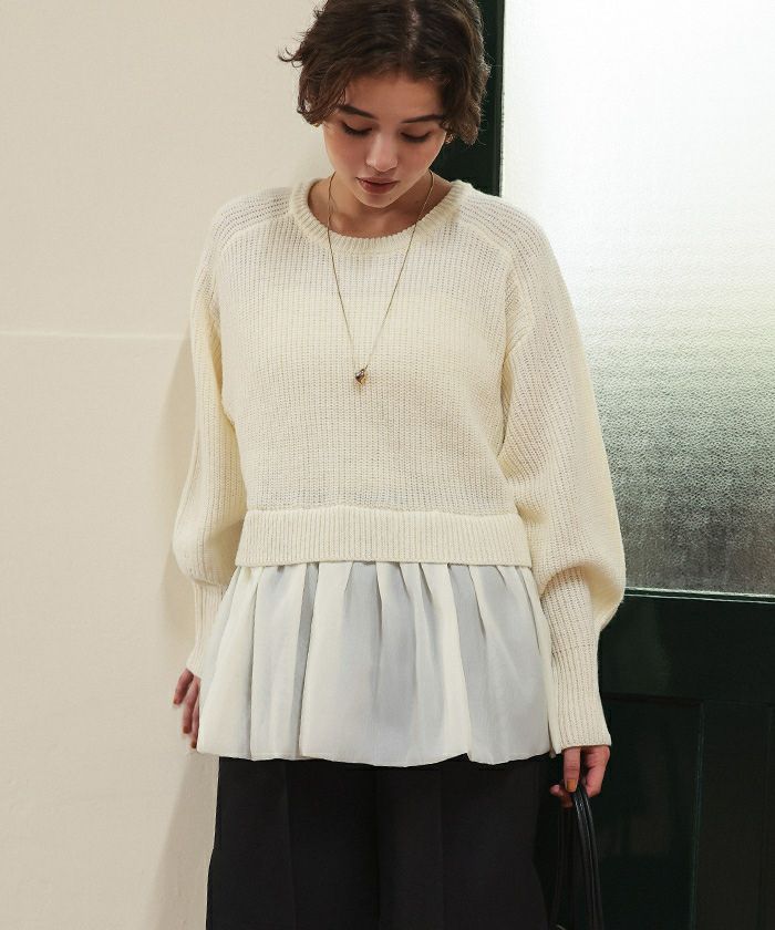 シアーペプラムドッキングニットプルオーバー | titivate