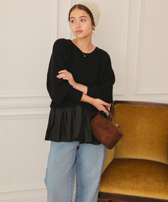 シアーペプラムドッキングニットプルオーバー | titivate