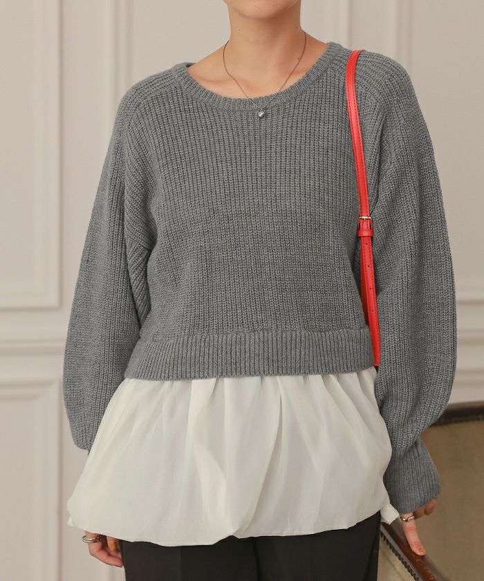 シアーペプラムドッキングニットプルオーバー | titivate