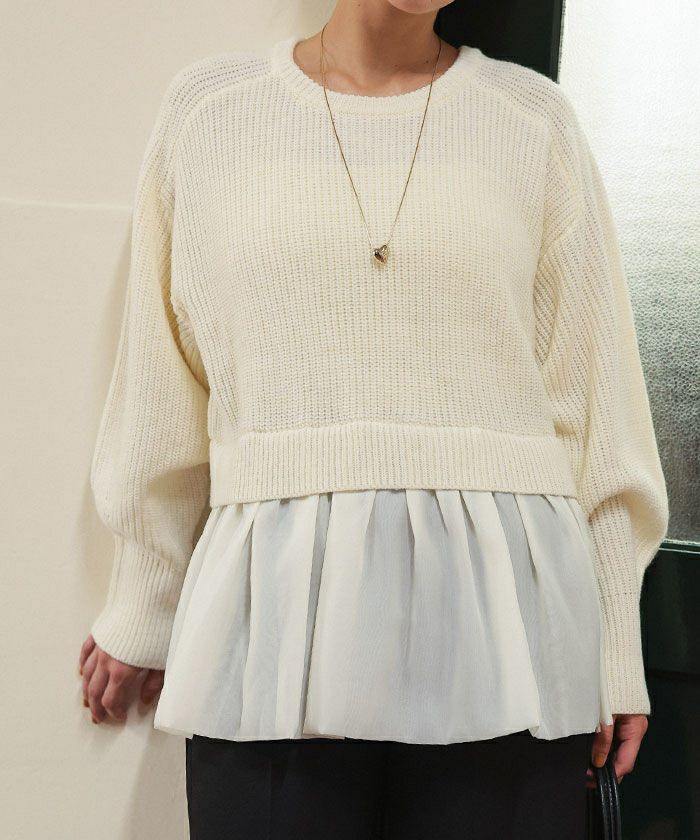 シアーペプラムドッキングニットプルオーバー | titivate
