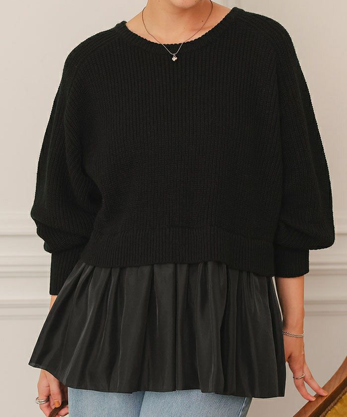 シアーペプラムドッキングニットプルオーバー | titivate