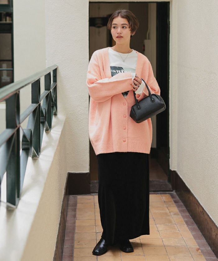 深Vネックルーズニットカーディガン | titivate