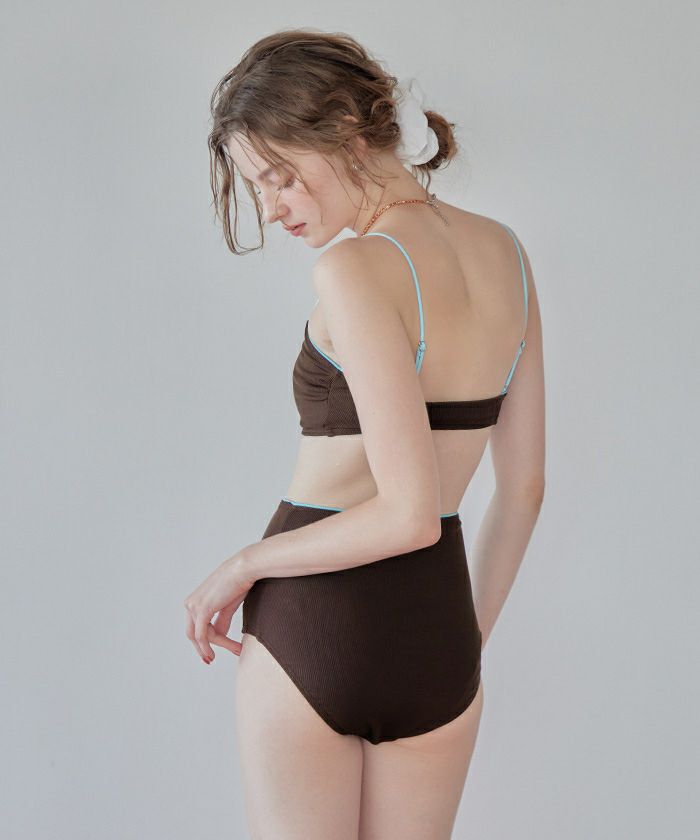 バイカラーラインシンプルハイウエストビキニ/水着【SEADRESS