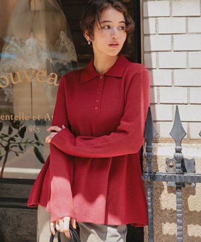 POPPY ブルーフラワーシアー　クルーネックトップス POPPY ブルーフラワーシアー クルーネックトップス POPPY ブルー