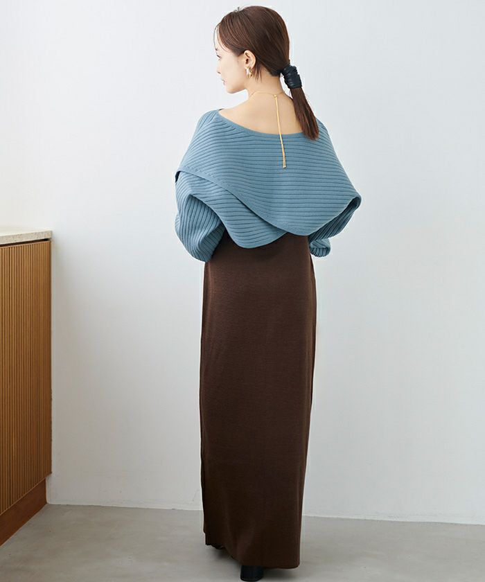 カシュクールリブトップスニットセットワンピース | titivate