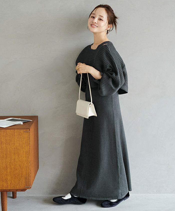 カシュクールリブトップスニットセットワンピース | titivate