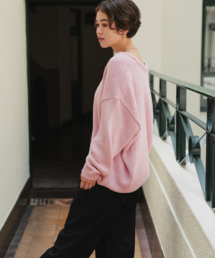 ルーズ深Vネックニットプルオーバー | titivate