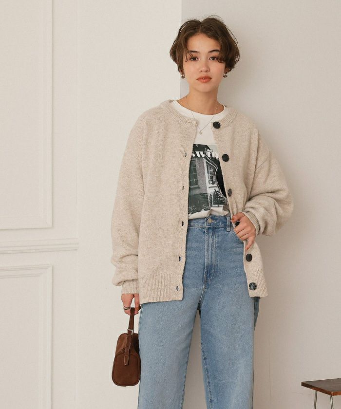 クルーネックオーバーニットカーディガン | titivate