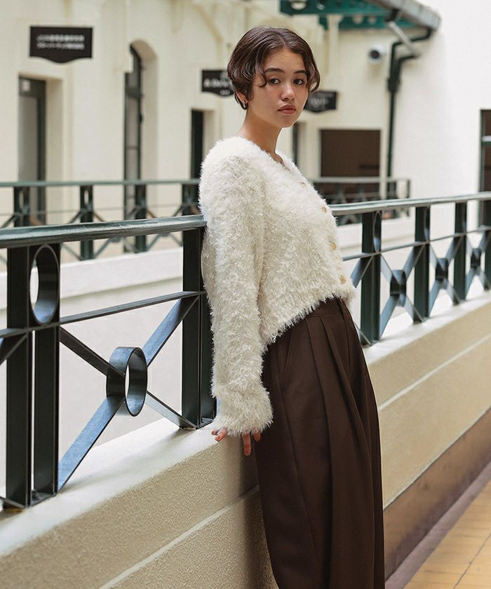 リボンヤーンニットカーディガン | titivate