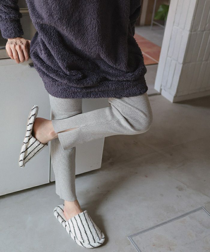 モチッとタッチリブニットレギンスパンツ | titivate