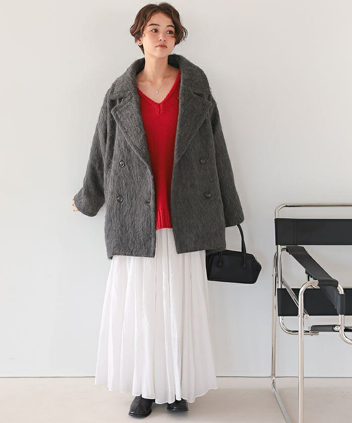シャギーミドルダブルコクーンコート | titivate