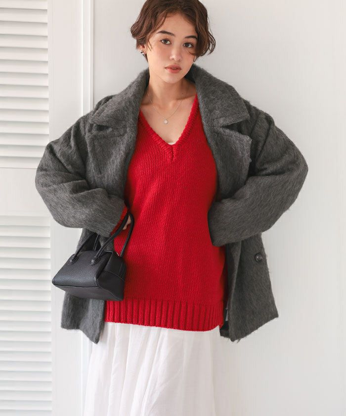 シャギーミドルダブルコクーンコート | titivate